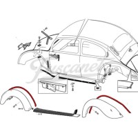 Galões / juntas dos para-lamas Fusca (4) branco