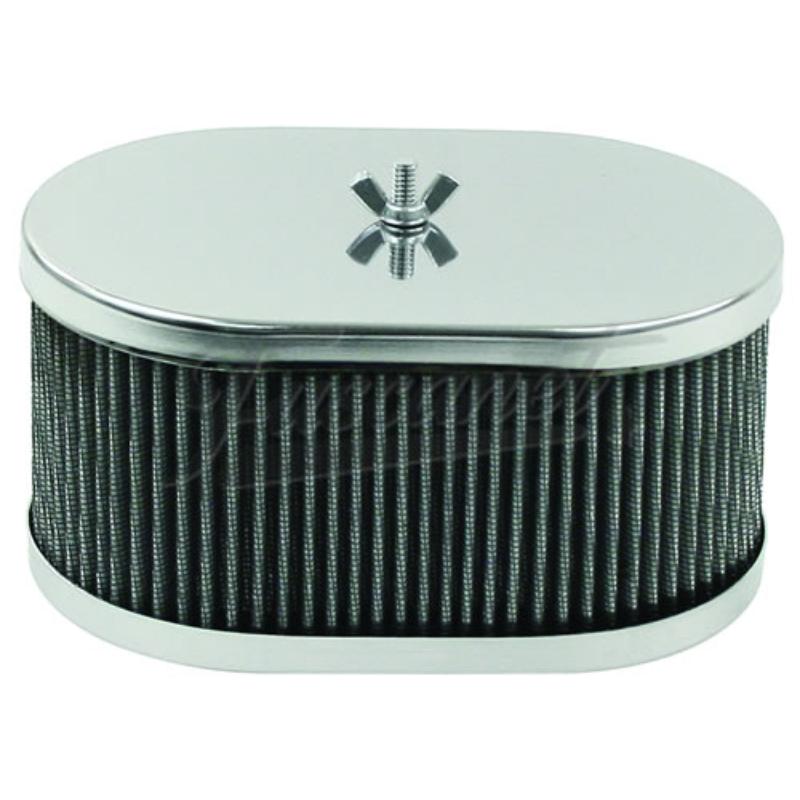 Filtro ar cromado oval dcoe horizontal 3 1/2