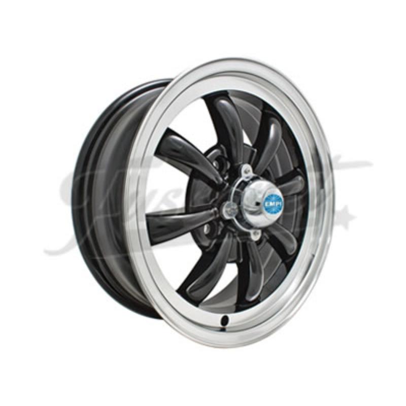 Roda EMPI 8 Spokes preta canto polido 5.5X15