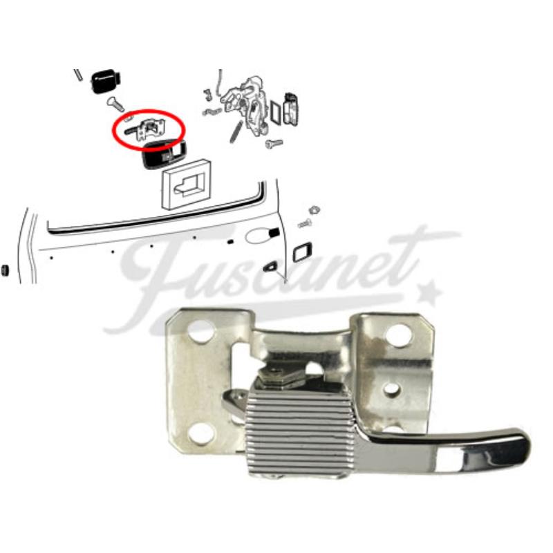 Maçaneta interna esquerda de porta Fusca. Cromada