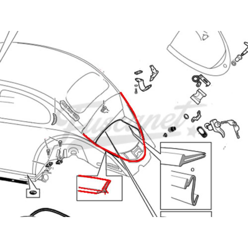 Borracha tampa motor VW Fusca encaixe