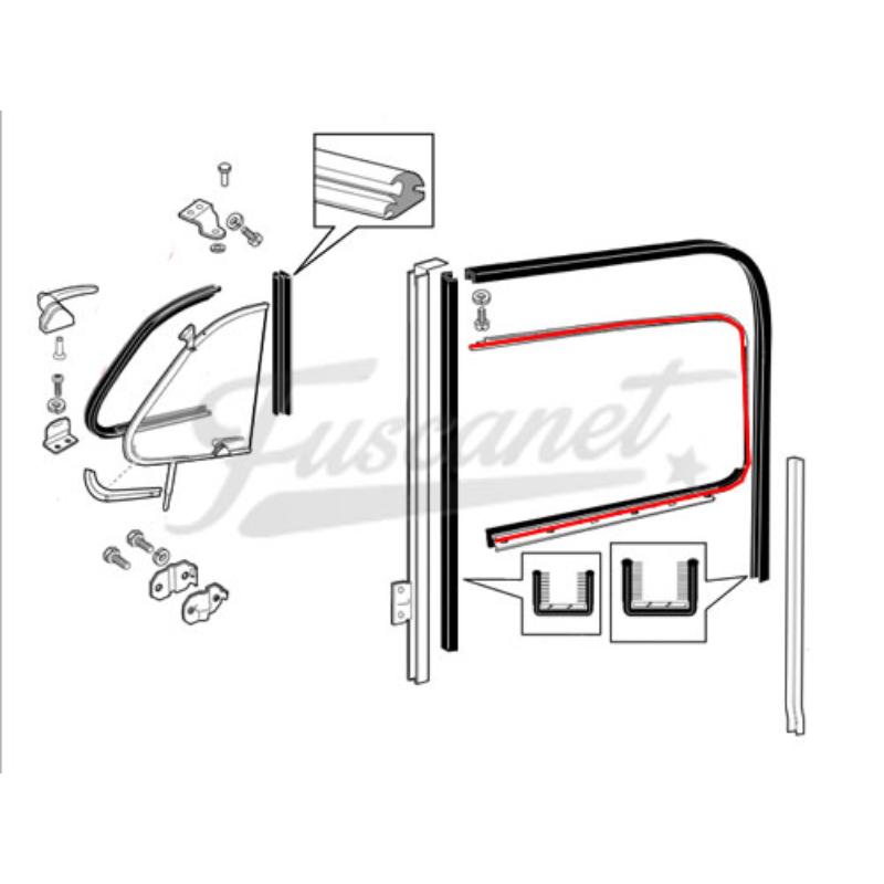 Friso com pestana de porta Fusca esquerdo 