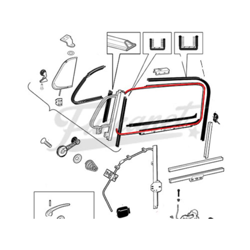 Friso com pestana (porta) Fusca alemão esquerdo
